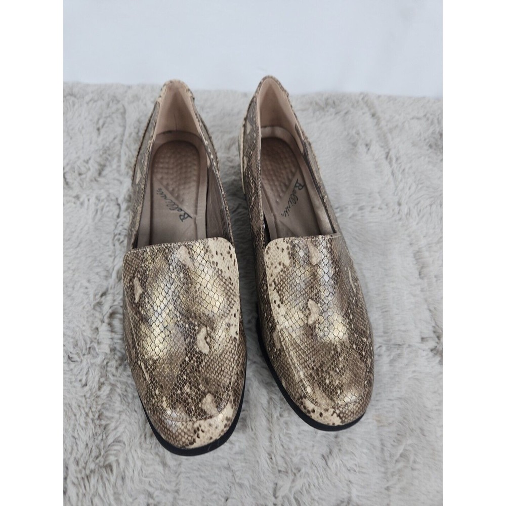 Bellini Snakeskin Loafer Abagail size 10 Leather Cream and Gold